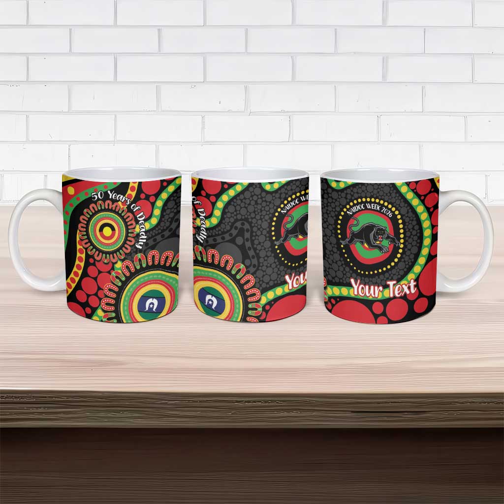 Panthers NAIDOC Week 2026 Personalised Ceramic Mug 50 Years of Deadly Aboriginal Art Black