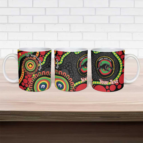 Panthers NAIDOC Week 2026 Personalised Ceramic Mug 50 Years of Deadly Aboriginal Art Black