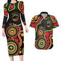 Panthers NAIDOC Week 2026 Personalised Couples Matching Long Sleeve Bodycon Dress and Hawaiian Shirt 50 Years of Deadly Aboriginal Art Black