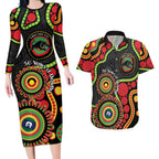Panthers NAIDOC Week 2026 Personalised Couples Matching Long Sleeve Bodycon Dress and Hawaiian Shirt 50 Years of Deadly Aboriginal Art Black