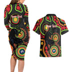 Panthers NAIDOC Week 2026 Personalised Couples Matching Long Sleeve Bodycon Dress and Hawaiian Shirt 50 Years of Deadly Aboriginal Art Black