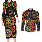 Panthers NAIDOC Week 2026 Personalised Couples Matching Long Sleeve Bodycon Dress and Long Sleeve Button Shirt 50 Years of Deadly Aboriginal Art Black