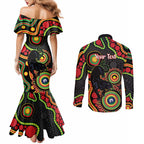Panthers NAIDOC Week 2026 Personalised Couples Matching Mermaid Dress and Long Sleeve Button Shirt 50 Years of Deadly Aboriginal Art Black