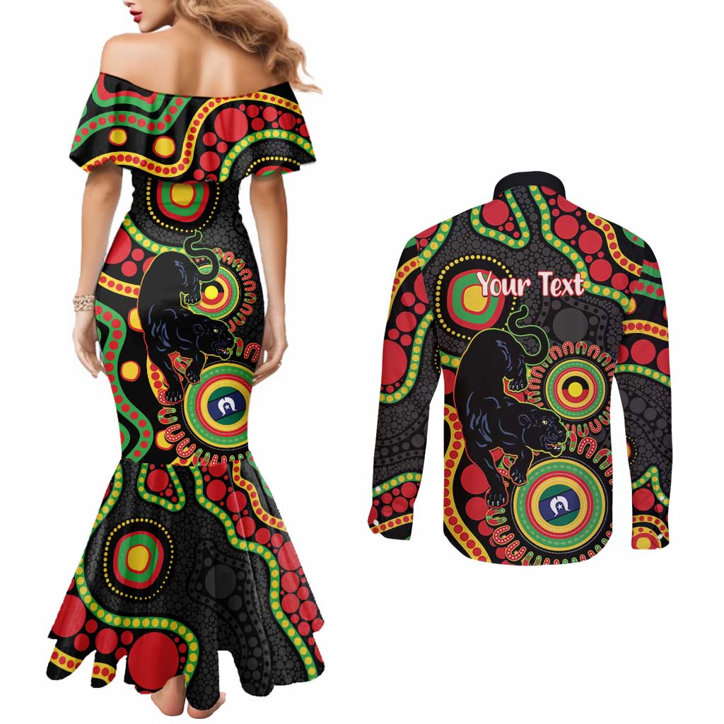 Panthers NAIDOC Week 2026 Personalised Couples Matching Mermaid Dress and Long Sleeve Button Shirt 50 Years of Deadly Aboriginal Art Black