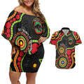Panthers NAIDOC Week 2026 Personalised Couples Matching Off Shoulder Short Dress and Hawaiian Shirt 50 Years of Deadly Aboriginal Art Black