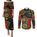 Panthers NAIDOC Week 2026 Personalised Couples Matching Puletasi and Long Sleeve Button Shirt 50 Years of Deadly Aboriginal Art Black
