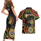 Panthers NAIDOC Week 2026 Personalised Couples Matching Short Sleeve Bodycon Dress and Hawaiian Shirt 50 Years of Deadly Aboriginal Art Black