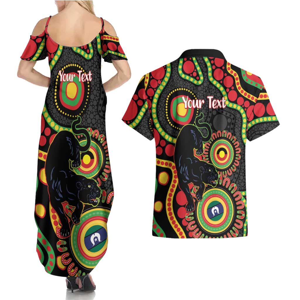 Panthers NAIDOC Week 2026 Personalised Couples Matching Summer Maxi Dress and Hawaiian Shirt 50 Years of Deadly Aboriginal Art Black