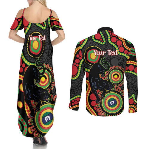 Panthers NAIDOC Week 2026 Personalised Couples Matching Summer Maxi Dress and Long Sleeve Button Shirt 50 Years of Deadly Aboriginal Art Black