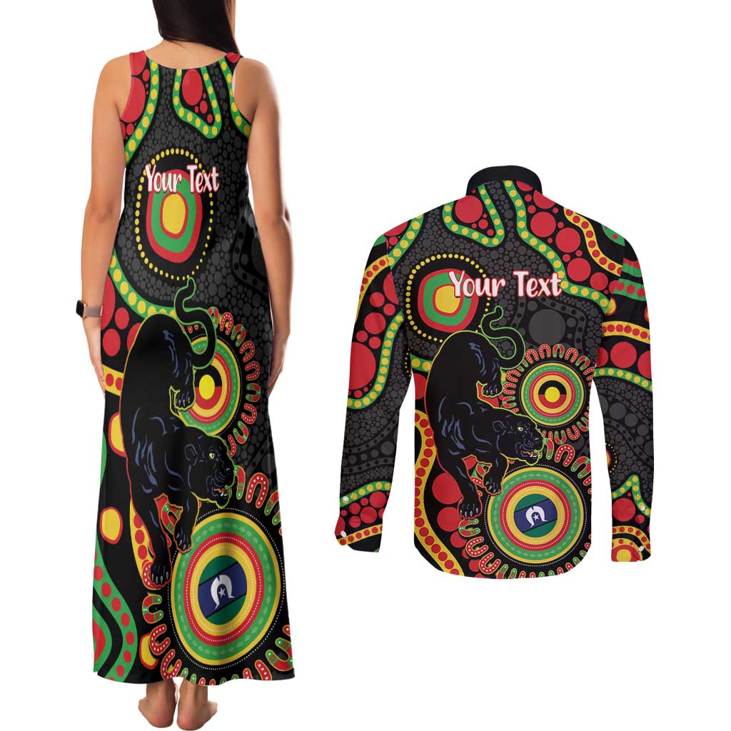 Panthers NAIDOC Week 2026 Personalised Couples Matching Tank Maxi Dress and Long Sleeve Button Shirt 50 Years of Deadly Aboriginal Art Black