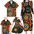Panthers NAIDOC Week 2026 Personalised Family Matching Long Sleeve Bodycon Dress and Hawaiian Shirt 50 Years of Deadly Aboriginal Art Black