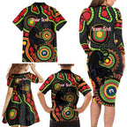Panthers NAIDOC Week 2026 Personalised Family Matching Long Sleeve Bodycon Dress and Hawaiian Shirt 50 Years of Deadly Aboriginal Art Black