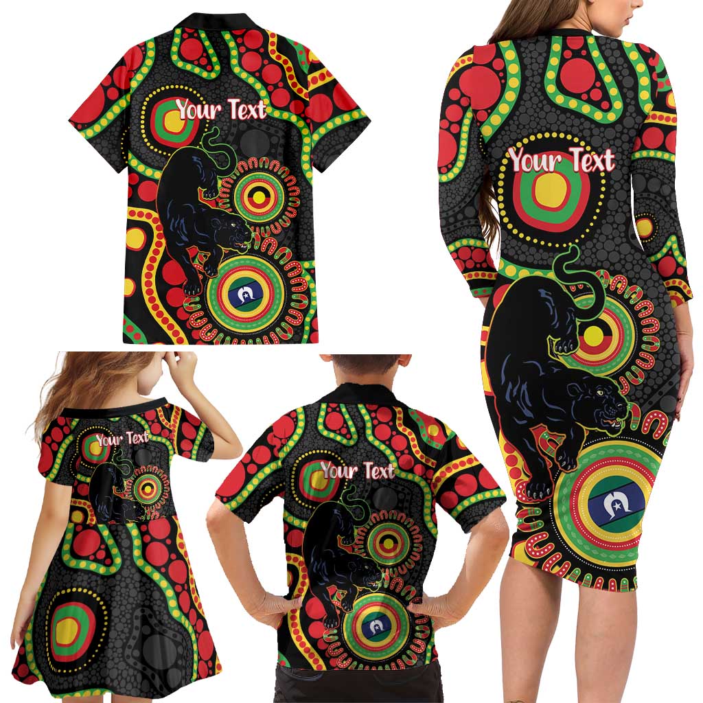 Panthers NAIDOC Week 2026 Personalised Family Matching Long Sleeve Bodycon Dress and Hawaiian Shirt 50 Years of Deadly Aboriginal Art Black