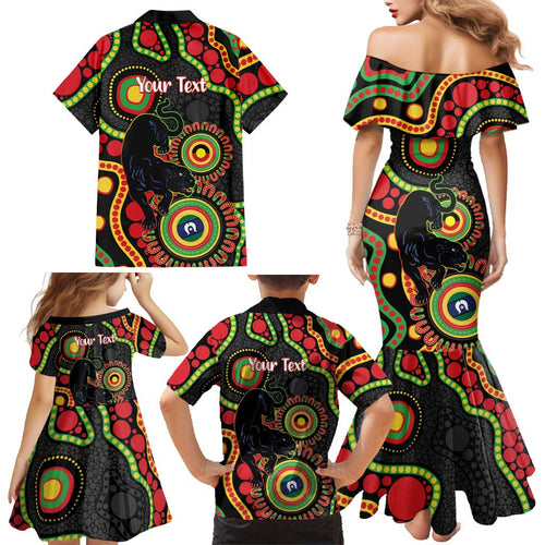 Panthers NAIDOC Week 2026 Personalised Family Matching Mermaid Dress and Hawaiian Shirt 50 Years of Deadly Aboriginal Art Black