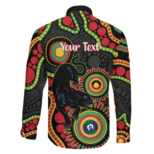 Panthers NAIDOC Week 2026 Personalised Family Matching Off The Shoulder Long Sleeve Dress and Hawaiian Shirt 50 Years of Deadly Aboriginal Art Black