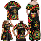 Panthers NAIDOC Week 2026 Personalised Family Matching Off Shoulder Maxi Dress and Hawaiian Shirt 50 Years of Deadly Aboriginal Art Black
