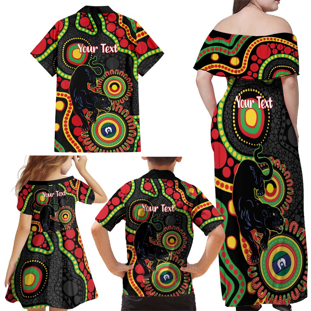 Panthers NAIDOC Week 2026 Personalised Family Matching Off Shoulder Maxi Dress and Hawaiian Shirt 50 Years of Deadly Aboriginal Art Black