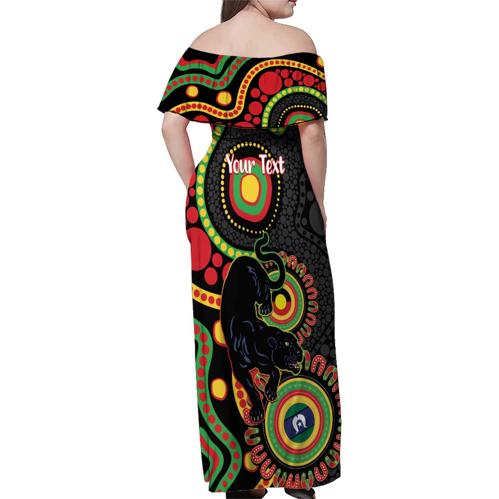 Panthers NAIDOC Week 2026 Personalised Family Matching Off Shoulder Maxi Dress and Hawaiian Shirt 50 Years of Deadly Aboriginal Art Black