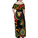 Panthers NAIDOC Week 2026 Personalised Family Matching Off Shoulder Maxi Dress and Hawaiian Shirt 50 Years of Deadly Aboriginal Art Black