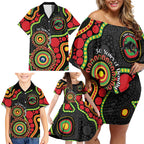 Panthers NAIDOC Week 2026 Personalised Family Matching Off Shoulder Short Dress and Hawaiian Shirt 50 Years of Deadly Aboriginal Art Black