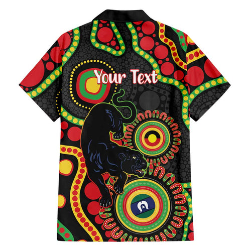 Panthers NAIDOC Week 2026 Personalised Family Matching Off Shoulder Short Dress and Hawaiian Shirt 50 Years of Deadly Aboriginal Art Black