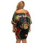 Panthers NAIDOC Week 2026 Personalised Family Matching Off Shoulder Short Dress and Hawaiian Shirt 50 Years of Deadly Aboriginal Art Black