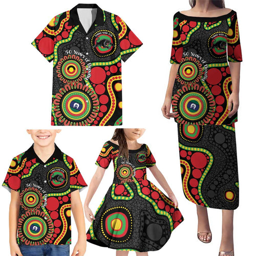 Panthers NAIDOC Week 2026 Personalised Family Matching Puletasi and Hawaiian Shirt 50 Years of Deadly Aboriginal Art Black