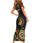 Panthers NAIDOC Week 2026 Personalised Family Matching Short Sleeve Bodycon Dress and Hawaiian Shirt 50 Years of Deadly Aboriginal Art Black