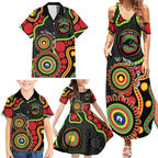 Panthers NAIDOC Week 2026 Personalised Family Matching Summer Maxi Dress and Hawaiian Shirt 50 Years of Deadly Aboriginal Art Black