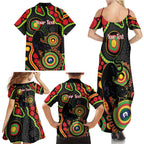 Panthers NAIDOC Week 2026 Personalised Family Matching Summer Maxi Dress and Hawaiian Shirt 50 Years of Deadly Aboriginal Art Black