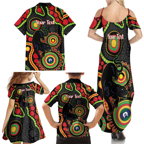 Panthers NAIDOC Week 2026 Personalised Family Matching Summer Maxi Dress and Hawaiian Shirt 50 Years of Deadly Aboriginal Art Black
