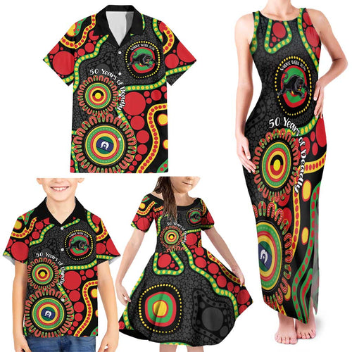 Panthers NAIDOC Week 2026 Personalised Family Matching Tank Maxi Dress and Hawaiian Shirt 50 Years of Deadly Aboriginal Art Black