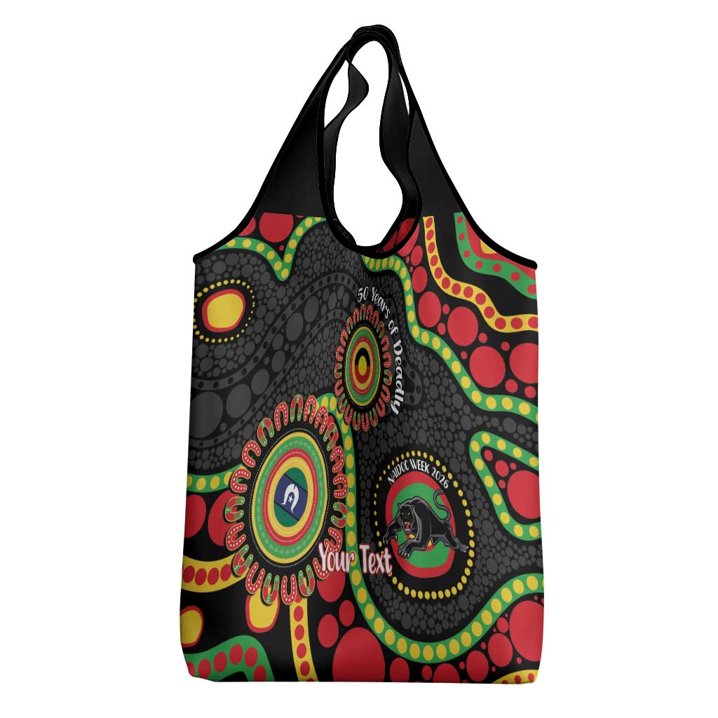 Panthers NAIDOC Week 2026 Personalised Grocery Bag 50 Years of Deadly Aboriginal Art Black