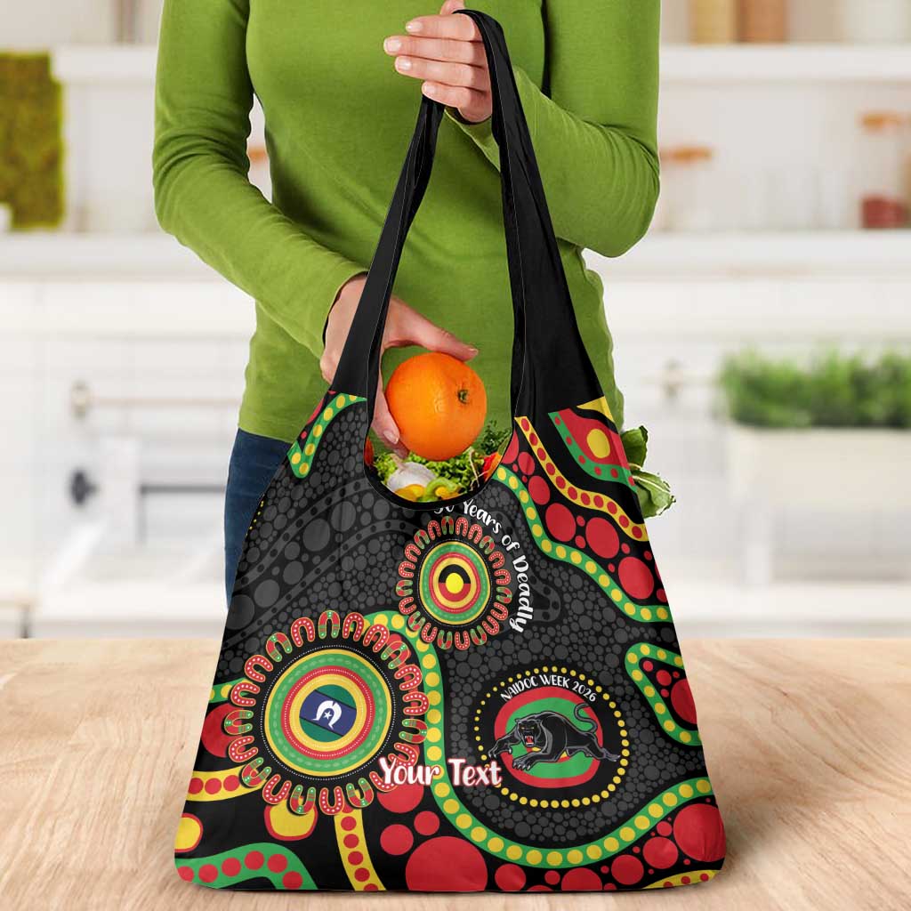 Panthers NAIDOC Week 2026 Personalised Grocery Bag 50 Years of Deadly Aboriginal Art Black