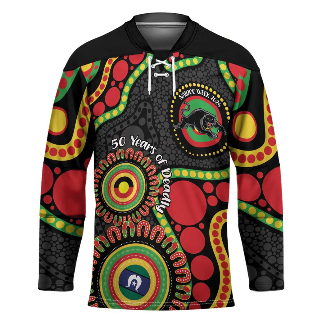 Panthers NAIDOC Week 2026 Personalised Hockey Jersey 50 Years of Deadly Aboriginal Art Black