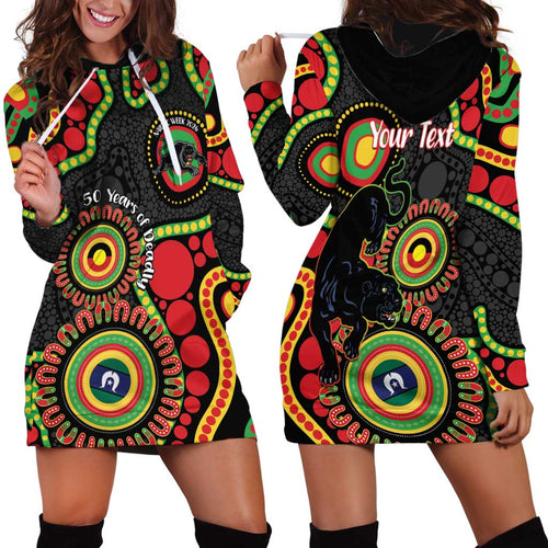 Panthers NAIDOC Week 2026 Personalised Hoodie Dress 50 Years of Deadly Aboriginal Art Black
