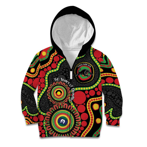 Panthers NAIDOC Week 2026 Personalised Kid Hoodie 50 Years of Deadly Aboriginal Art Black