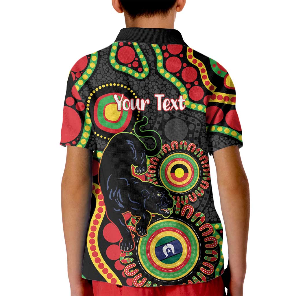 Panthers NAIDOC Week 2026 Personalised Kid Polo Shirt 50 Years of Deadly Aboriginal Art Black