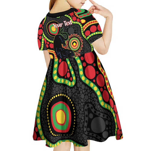 Panthers NAIDOC Week 2026 Personalised Kid Short Sleeve Dress 50 Years of Deadly Aboriginal Art Black