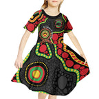 Panthers NAIDOC Week 2026 Personalised Kid Short Sleeve Dress 50 Years of Deadly Aboriginal Art Black