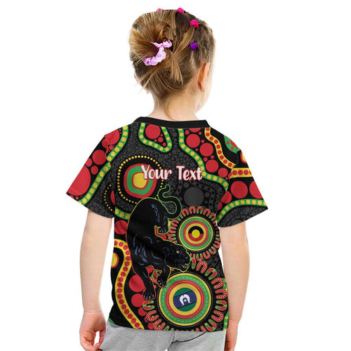 Panthers NAIDOC Week 2026 Personalised Kid T Shirt 50 Years of Deadly Aboriginal Art Black