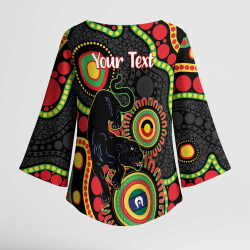 Panthers NAIDOC Week 2026 Personalised Kimono Sleeve Blouse 50 Years of Deadly Aboriginal Art Black