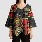 Panthers NAIDOC Week 2026 Personalised Kimono Sleeve Blouse 50 Years of Deadly Aboriginal Art Black