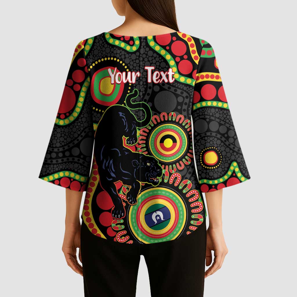 Panthers NAIDOC Week 2026 Personalised Kimono Sleeve Blouse 50 Years of Deadly Aboriginal Art Black