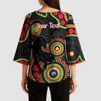 Panthers NAIDOC Week 2026 Personalised Kimono Sleeve Blouse 50 Years of Deadly Aboriginal Art Black