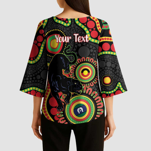 Panthers NAIDOC Week 2026 Personalised Kimono Sleeve Blouse 50 Years of Deadly Aboriginal Art Black