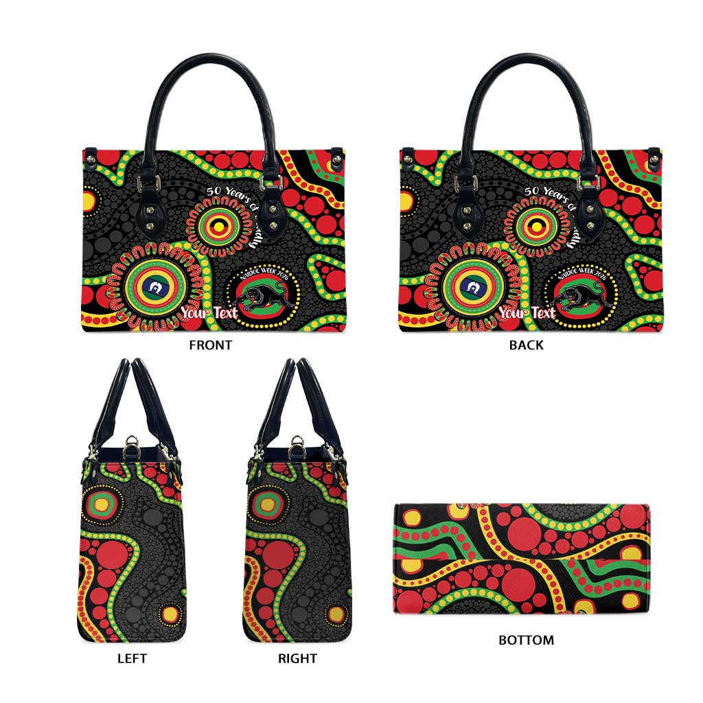 Panthers NAIDOC Week 2026 Personalised Leather Bag 50 Years of Deadly Aboriginal Art Black
