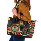 Panthers NAIDOC Week 2026 Personalised Leather Tote Bag 50 Years of Deadly Aboriginal Art Black