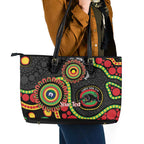 Panthers NAIDOC Week 2026 Personalised Leather Tote Bag 50 Years of Deadly Aboriginal Art Black