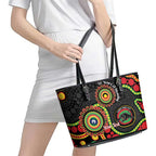 Panthers NAIDOC Week 2026 Personalised Leather Tote Bag 50 Years of Deadly Aboriginal Art Black